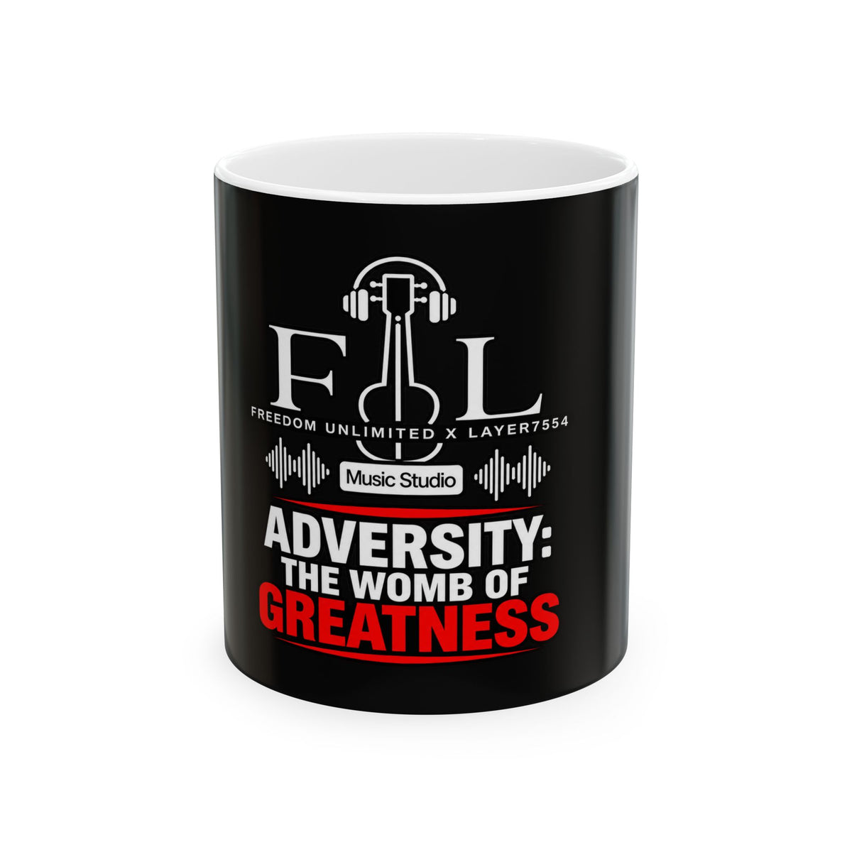Adversity: The Womb of Greatness Ceramic Mug — Inspirational Music Studio Coffee Cup (11/15 oz)