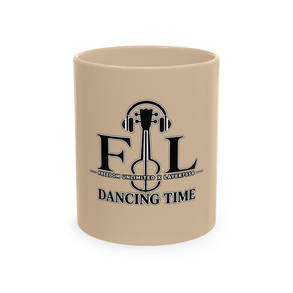 Dancing Time Ceramic Mug — EDL Music & Guitar Logo Coffee Cup